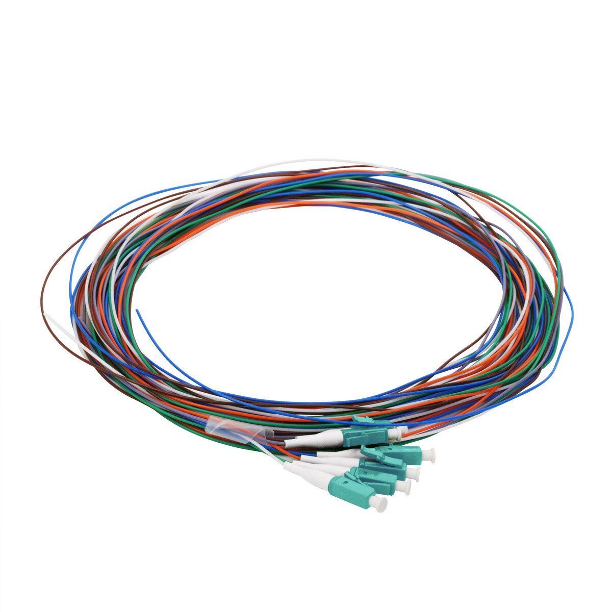 6 Fiber Pigtail, LC/UPC, 900 µm, 50 µm OM3-4, 3m